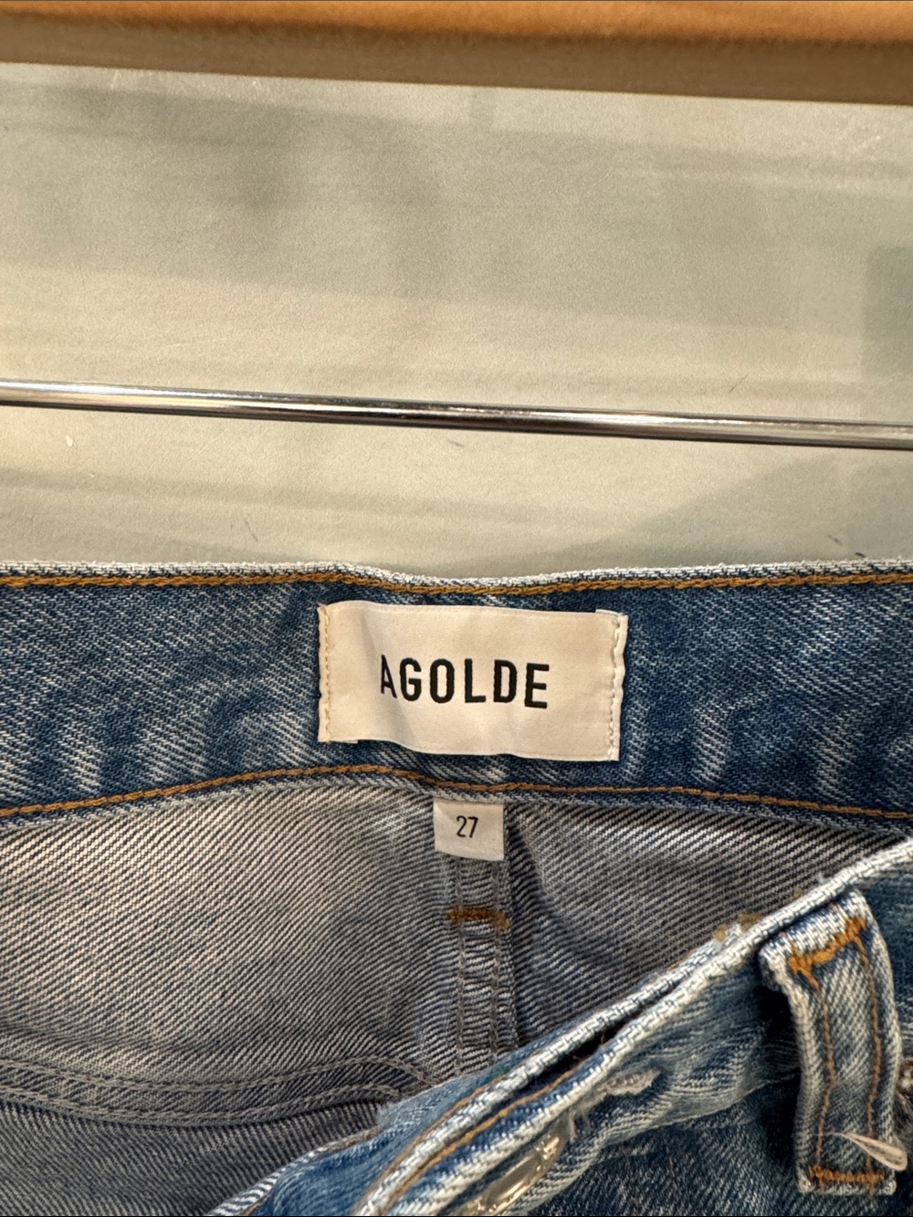 Agolde Parker Long Raw-Hem Denim Shorts - Picture 3 of 5